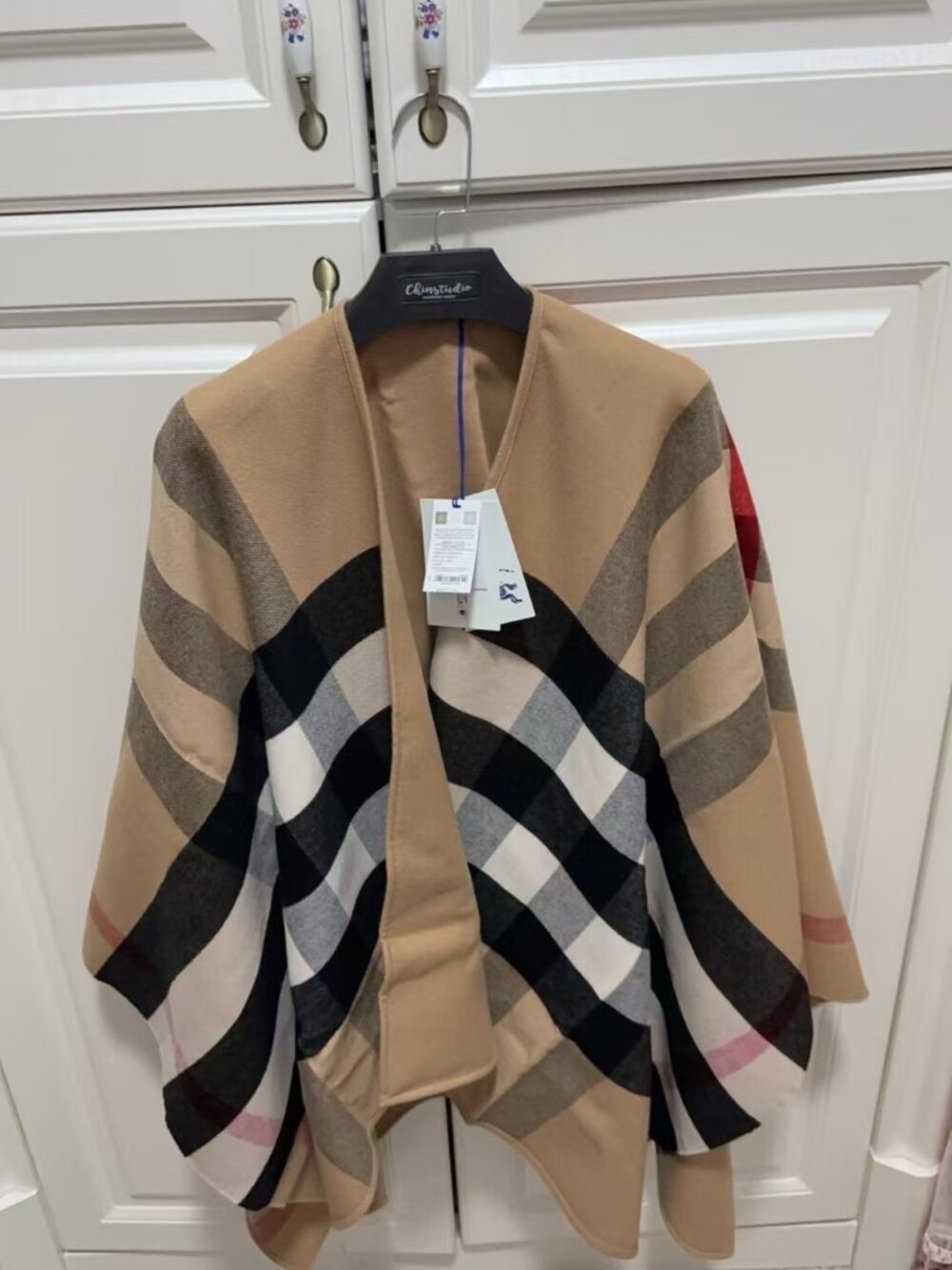 Burberry Check Cape Poncho Wrap Shawl